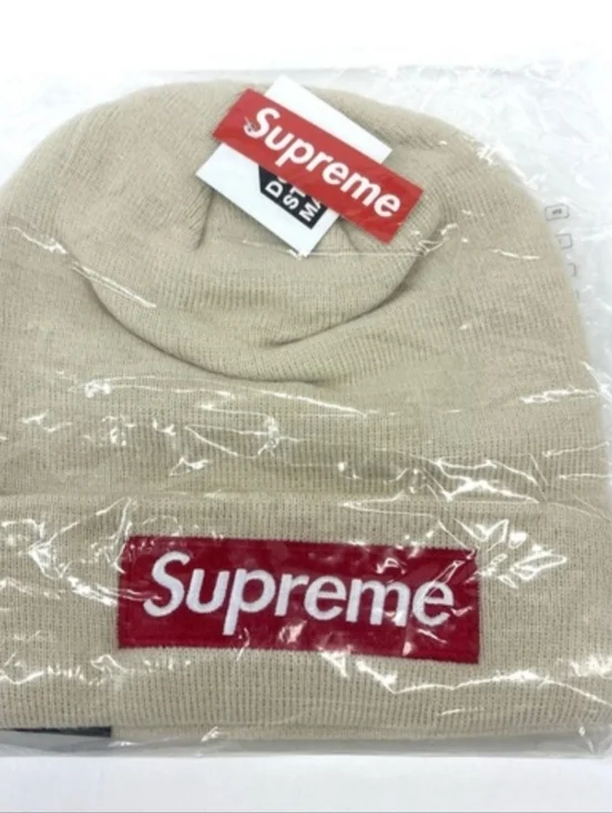 Supreme x New Era Box Logo Beanie – Stone / Beige (FW24) Brand New - Picture 11 of 11
